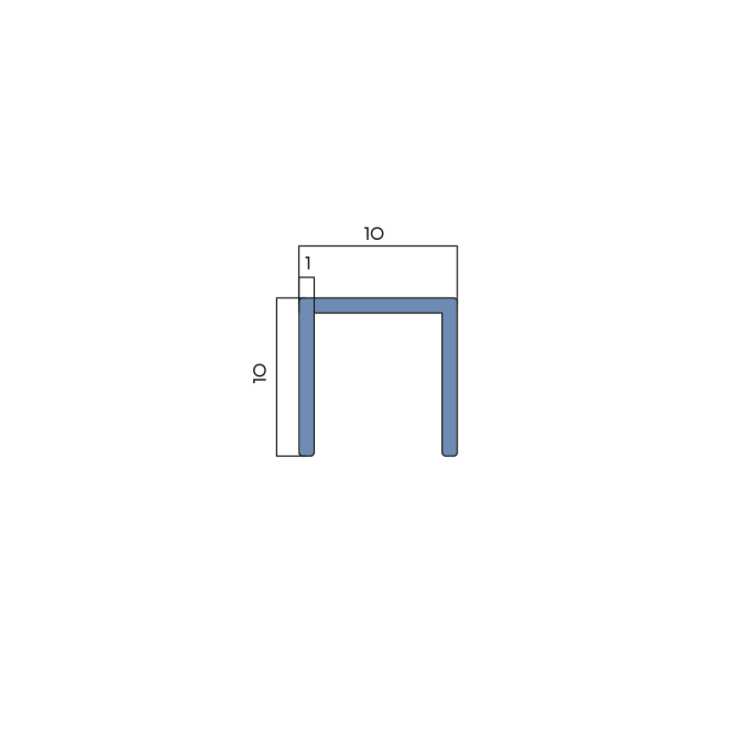 PV83-03 Профиль П-образный NEEXY серебро блестящее 10мм х 10мм х 2.7м
