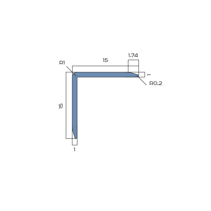 PV61-45 Угол защитный NEEXY алюминиевый серебро блестящее браш 15мм х 15мм х 2.7