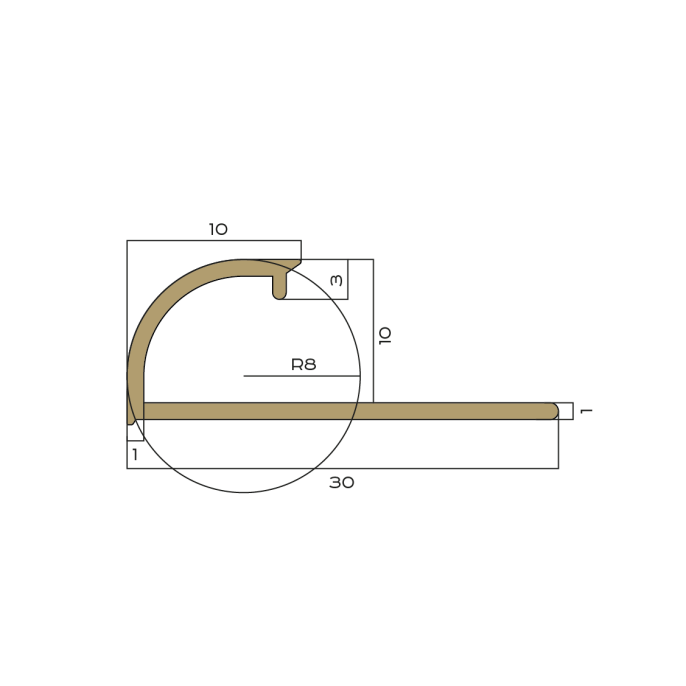 PVL17-01 Профиль для плитки внешний NEEXY латунь полированная 10мм х 2.7м